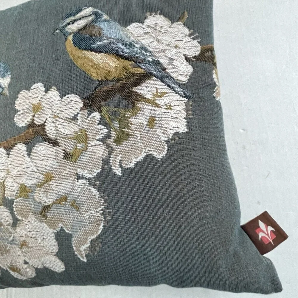 Art‎ De Lys Bird On Floral Blossom Branch Made in France Throw Pillows Stunning